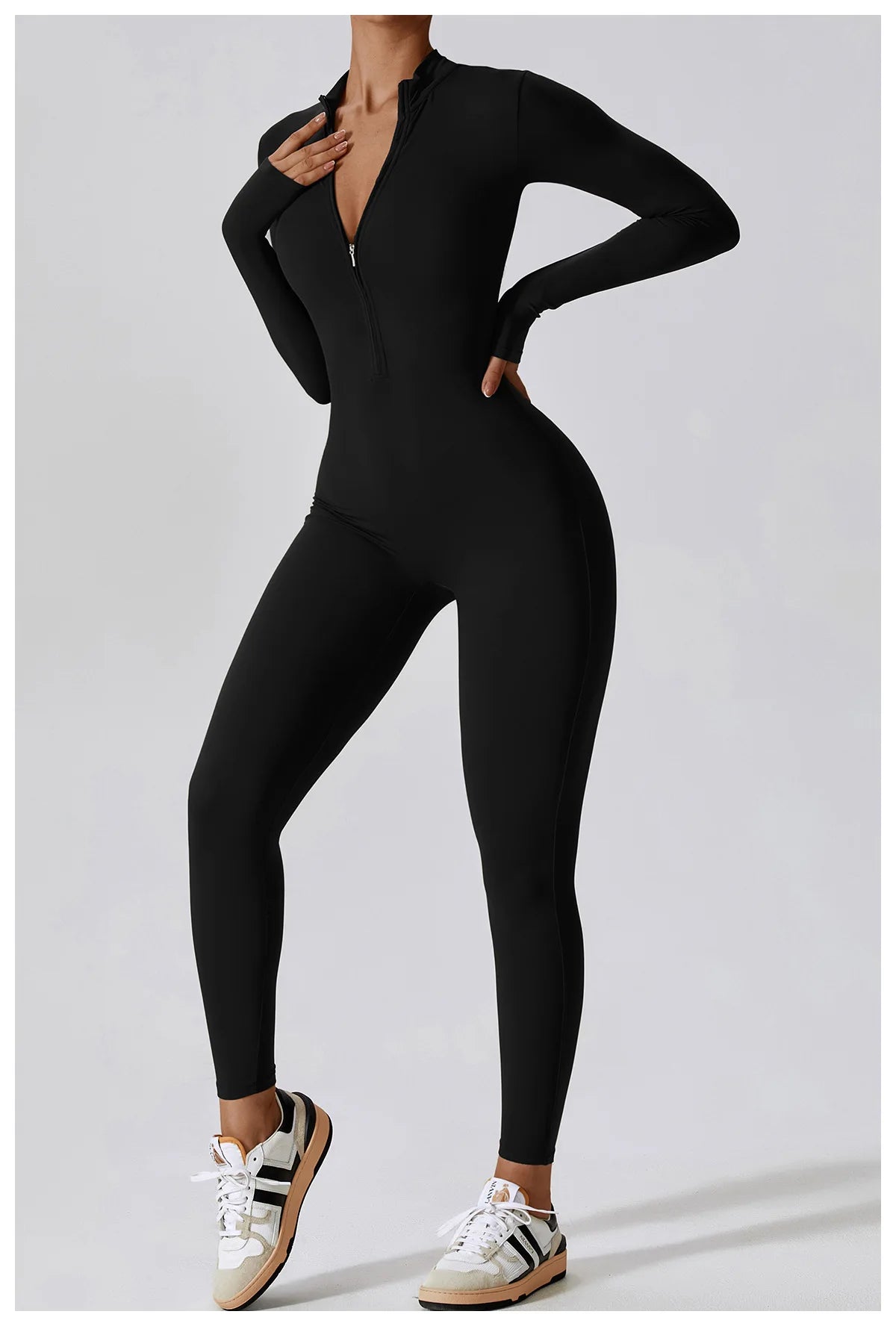 Customized LOGO women's zipper long-sleeved yoga onesie high-intensity fitness sports onesie tights