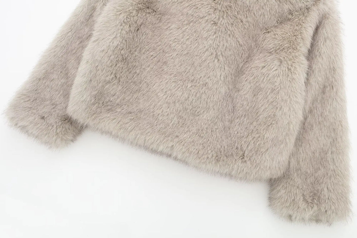TRAFZA Female Vintage Artificial Fur Effect Coats Lapel Warm Plush Long Sleeves Hidden Buttons Autumn Winter Casual Outerwear