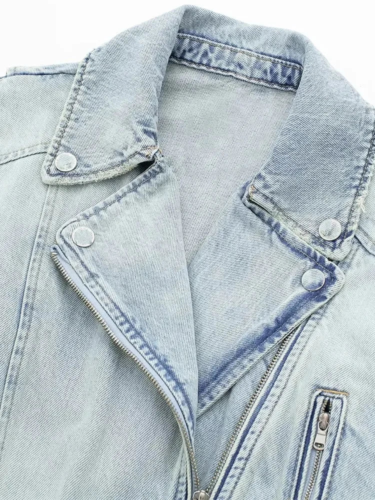 Nlzgmsj Women 2024 Autumn Winter Denim Coat Lapel Long Sleeve Short Jackets Lady Chic Loose Streetwear Women Jacket