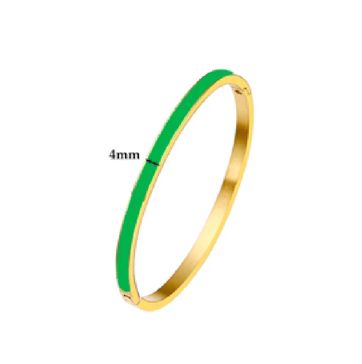 CARLIDANA Luxury Colorful Orange Enamel Bangles Bracelets for Women Party Gift Fashion Bangles Original Stainless Steel Jewelry