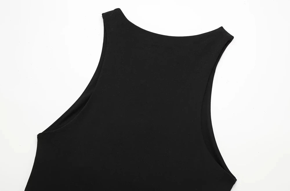 TRZA Women Fashion With Halter Neck Skinny Bodysuit Sexy Sleeveless Snap-button Female Playsuits Mujer