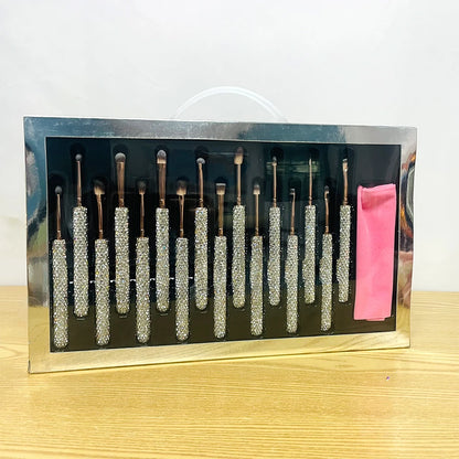 Glitz and Glam Brush Set 27Pcs Bundle RHINESTONE Glam Brush Set Bling Makeup Brushes Diamond Eyelash Curler With box Beauty Set