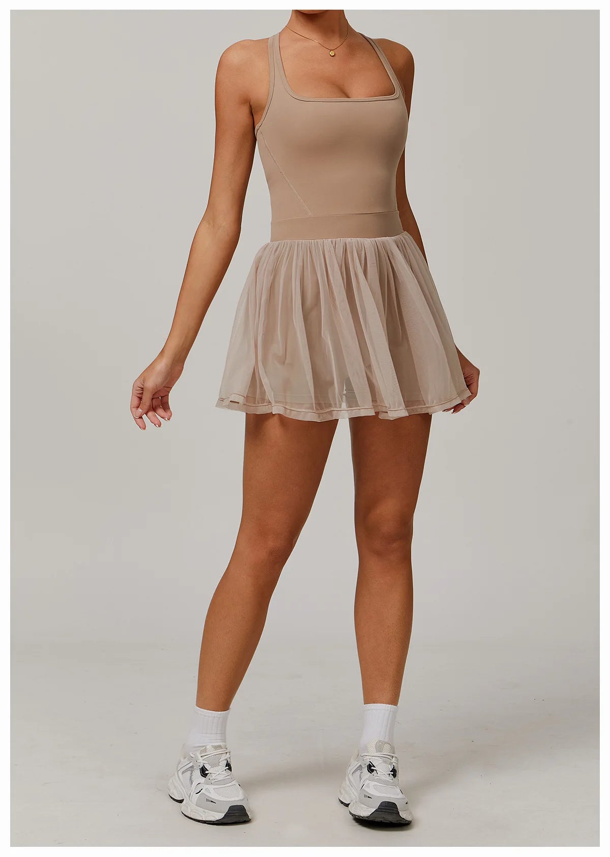Custom LOGO women's recycled dress mesh yarn breathable and quick-drying sports running anti-light tennis skirt