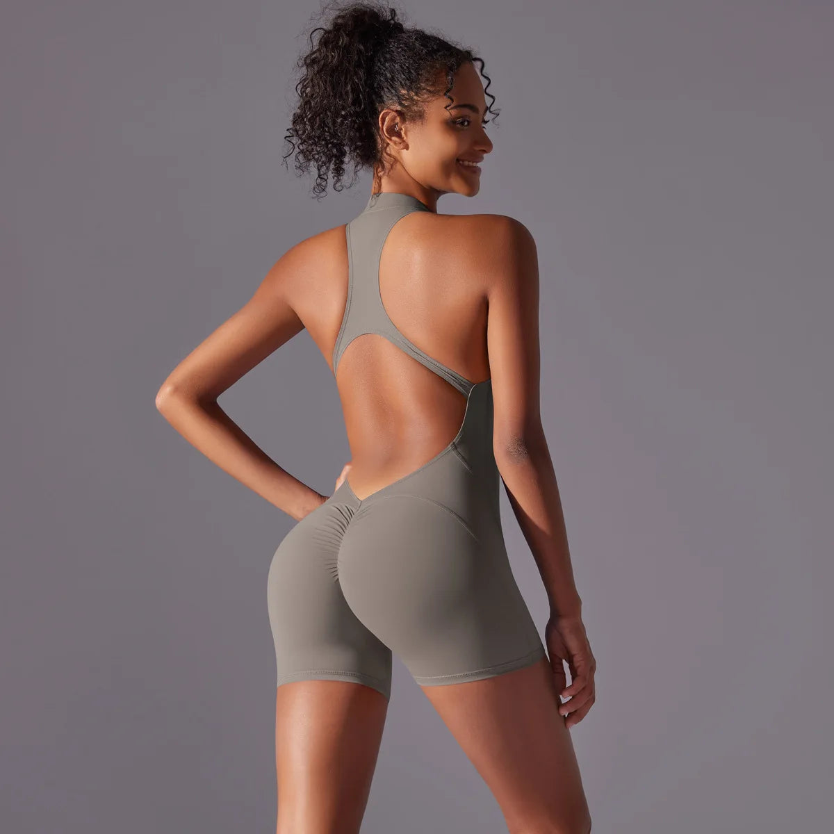 Customized LOGO High-intensity nude tight sports back onesie yoga running fitness clothes