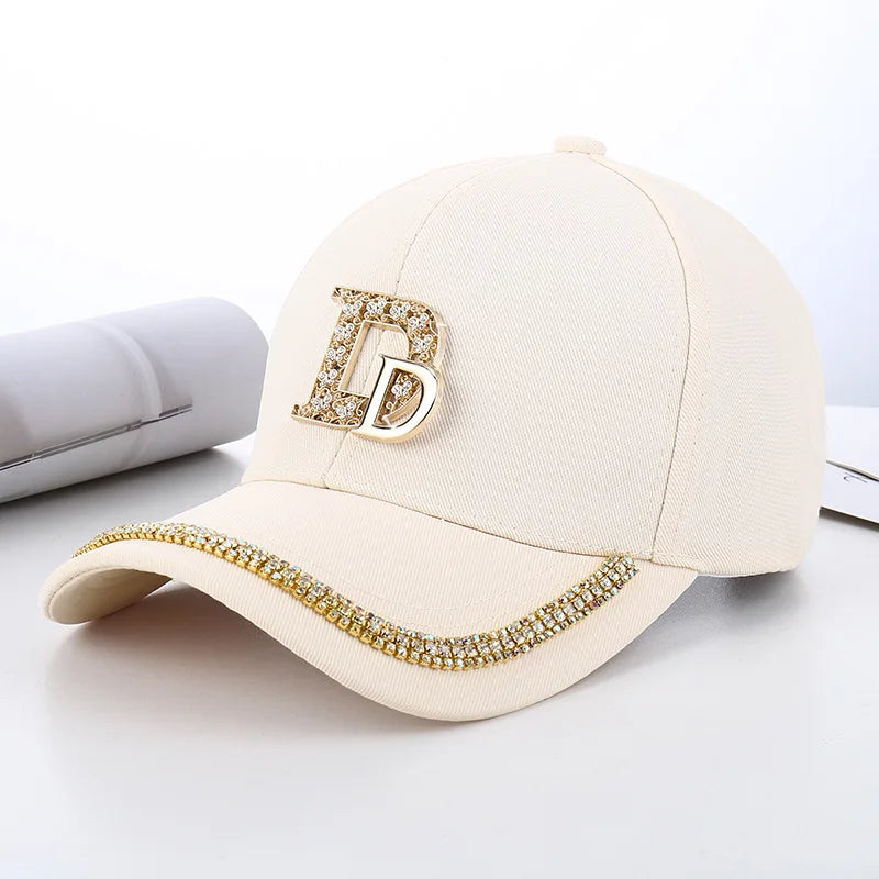 CNTANG 2024 Fashion Diamond D Letter Baseball Cap For Women Snapback Summer Outdoor Sun Protection Hat Autumn Casual Ladies Caps