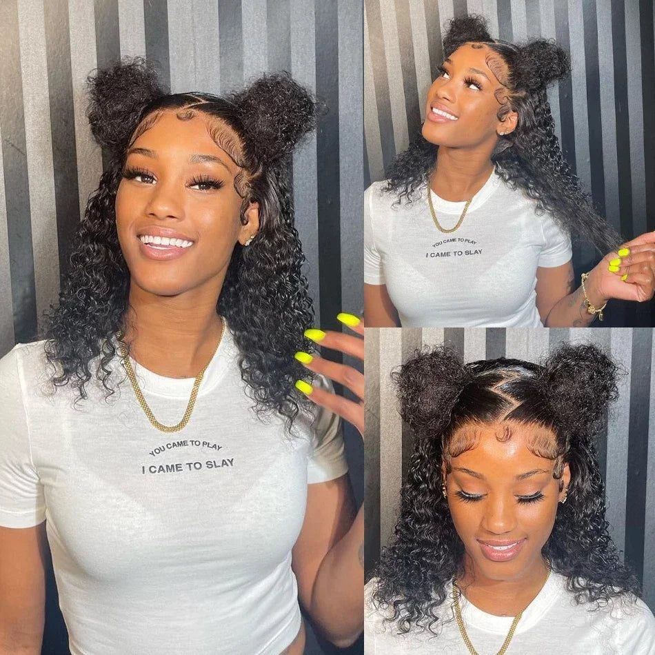 200% Density HD 13x4 Lace Jerry Curly Bob Wig 4x4 Lace Closure Loose Deep Wave Lace Front Human Hair Wig 100% Remy Human Hair