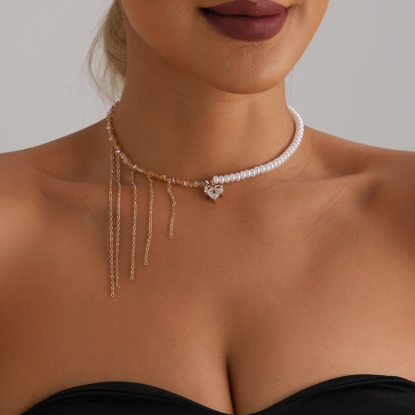 LATS Versatile Beaded Tassels Necklace Adjustable Length Neckchain for Party Wear Fashion Jewelry Accessories Gift