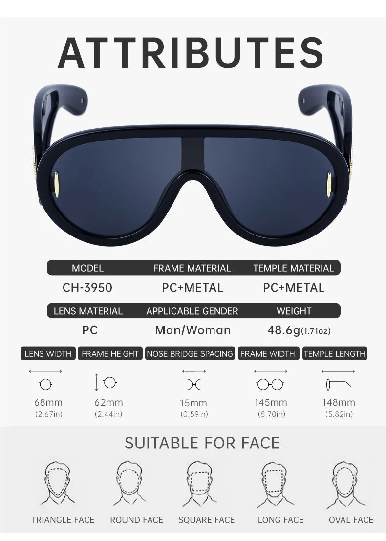 Oversized Wave Mask One-Piece Sunglasses Women Y2K Punk Sports Sun Glasses for Lady 2025 Luxury Brand Steampunk Eyewear Goggle