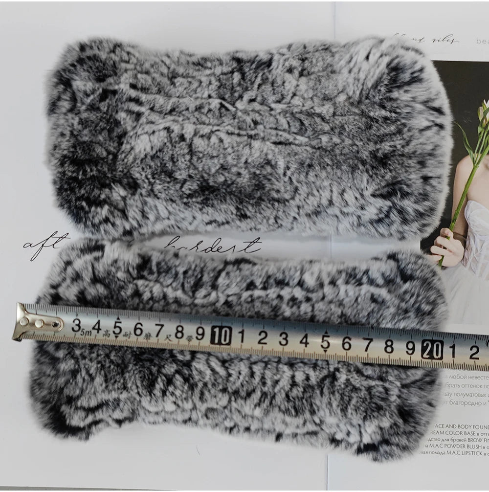 New Arrival Women Knit Fur Mitten Girls 100% Real Genuine Knitted Rex Rabbit Fur Mittens Winter Warm Real Fur Fingerless Gloves