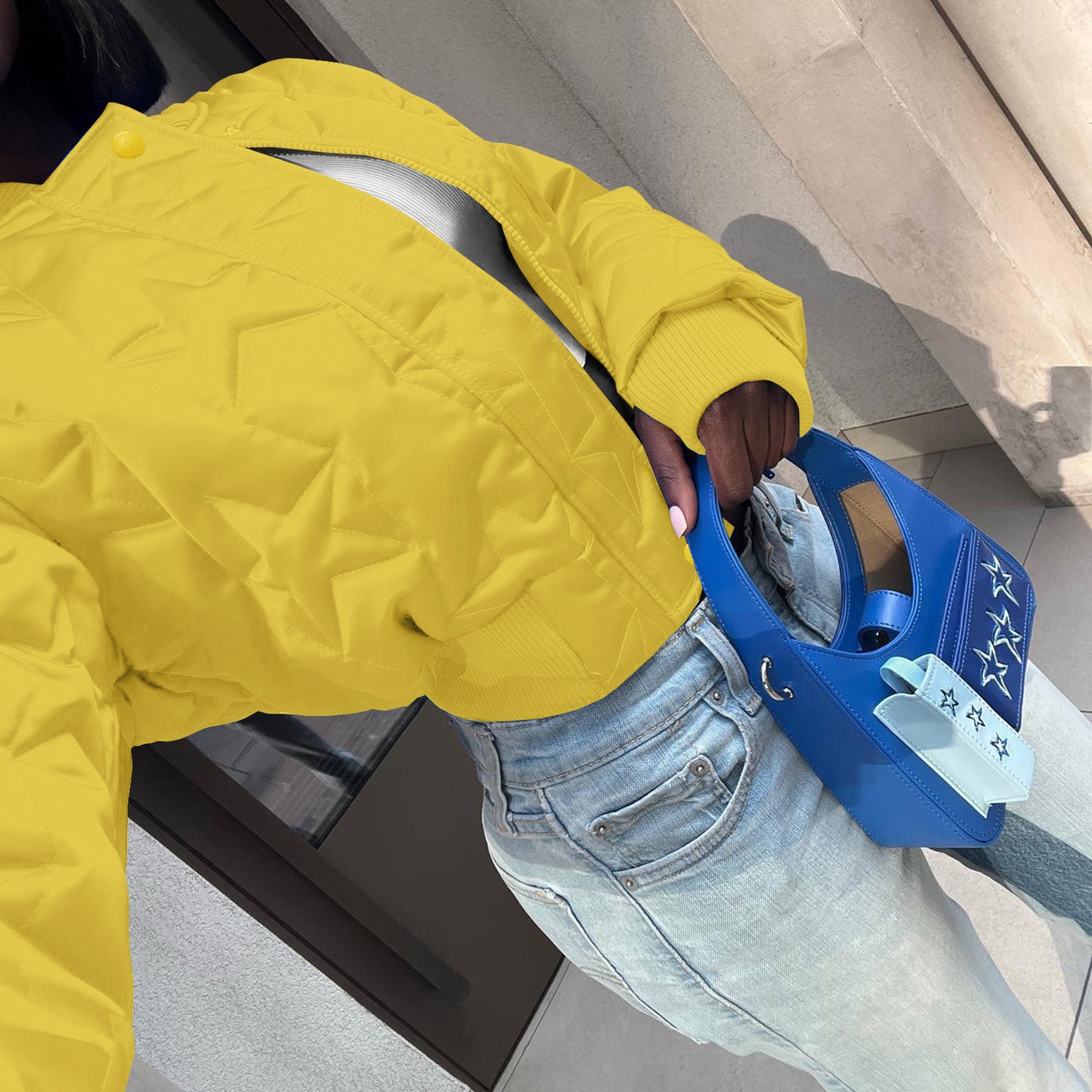 CM.YAYA Women Long Sleeve Star Zipper Fly Baseball Style Parkas Jackets 2023 Autumn Winter Keep Warm Outcoats Jacket