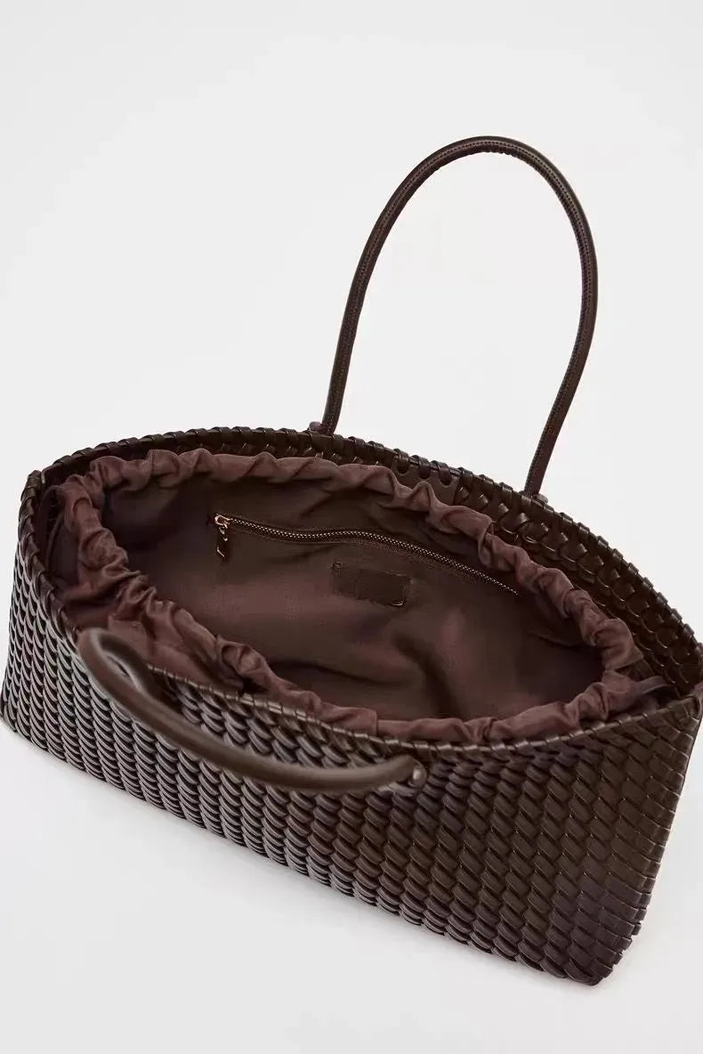 Luxury Handwoven Tote Bag- Elegant Women's Shoulder Purse, Spacious Multi-Functional Travel Bag for Daily Commute & Journeys
