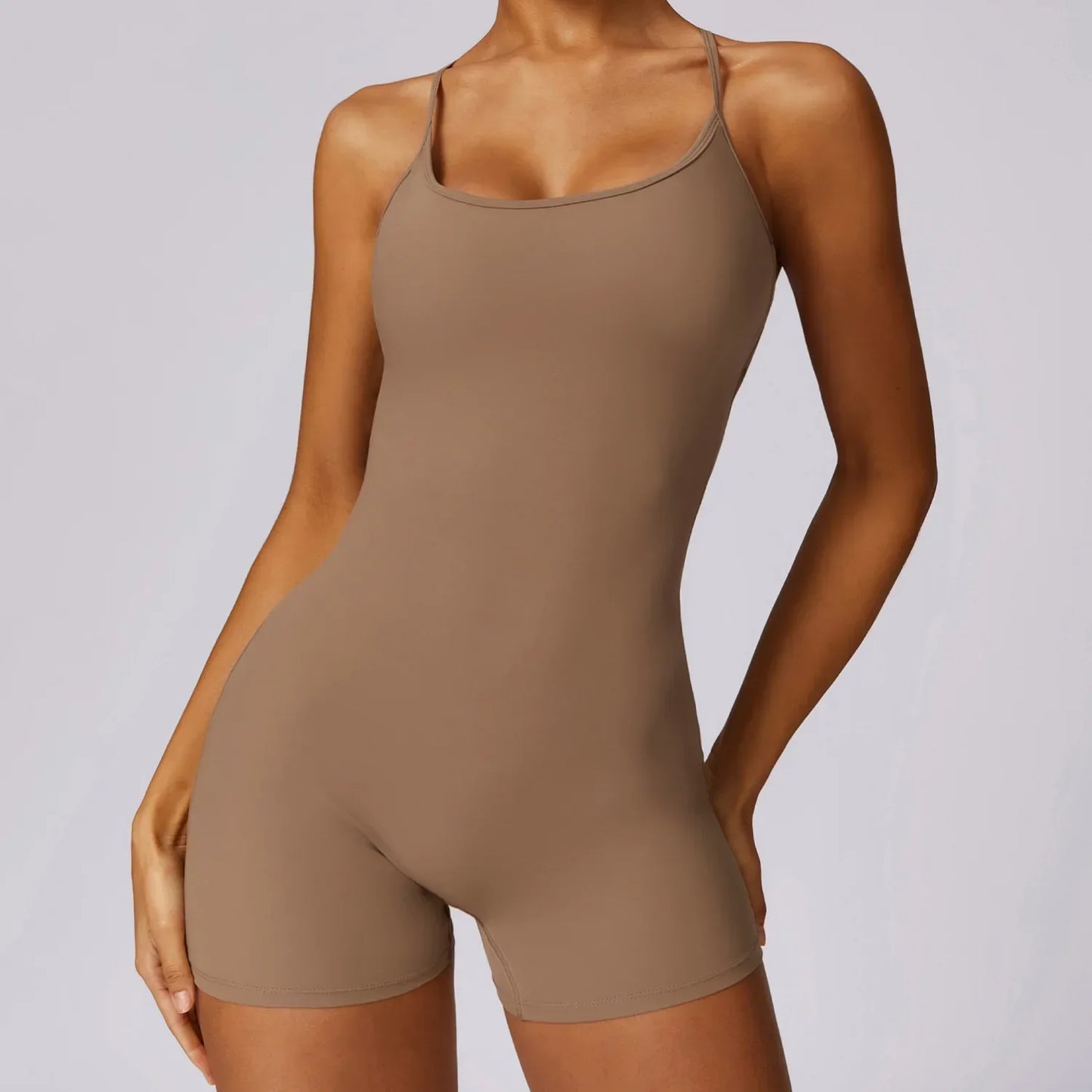 Custom LOGO women's clothing quick-drying nude sports onesie casual running fitness tight back yoga clothing