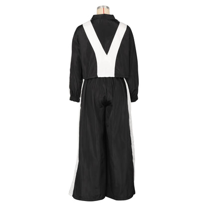 CM.YAYA Active Patchwork Women's Set Zipper Sweatshirt Jacket and Wide Leg Pants Suit 2025 INS Two 2 Piece Sets Outfit Tracksuit