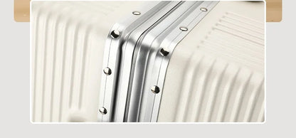 Suitcase Front Opening Pocket Aluminum Alloy Frame Rolling Luggage with USB Charging Plug Trolley Carry-on Case Bag with Wheel