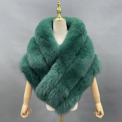 JANEFUR Real Fox Fur Shawl Poncho Women 2023 Luxury Elegant Wedding Bridal Formal Party Warm Winter Natural Fur Cape Coat