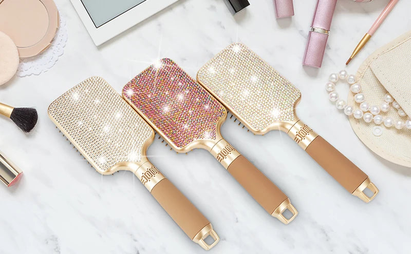 Luxury Bling Crystal Paddle Brush cepillo para cabello escova de cabelo brosse cheveux femme Hairdressing Styling Tools