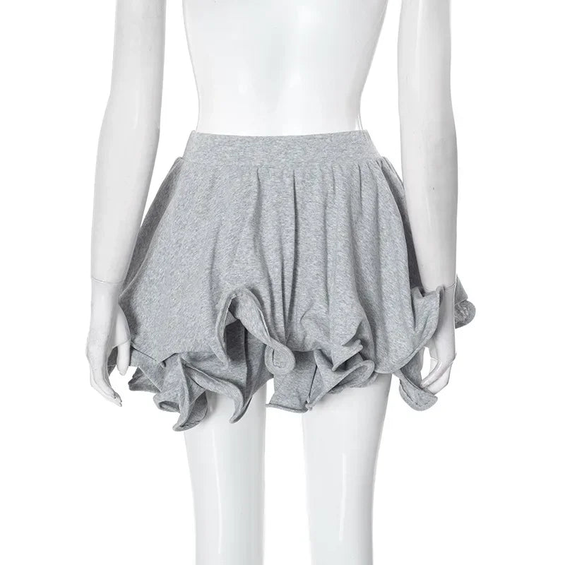 Q24SK632 Women's Autumn/Winter High-Waisted Solid Color Cropped Skirt Tight Fitting Irregular Flower Bud Design Casual Style