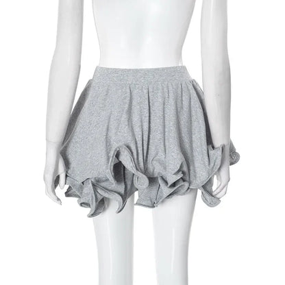 Q24SK632 Women's Autumn/Winter High-Waisted Solid Color Cropped Skirt Tight Fitting Irregular Flower Bud Design Casual Style