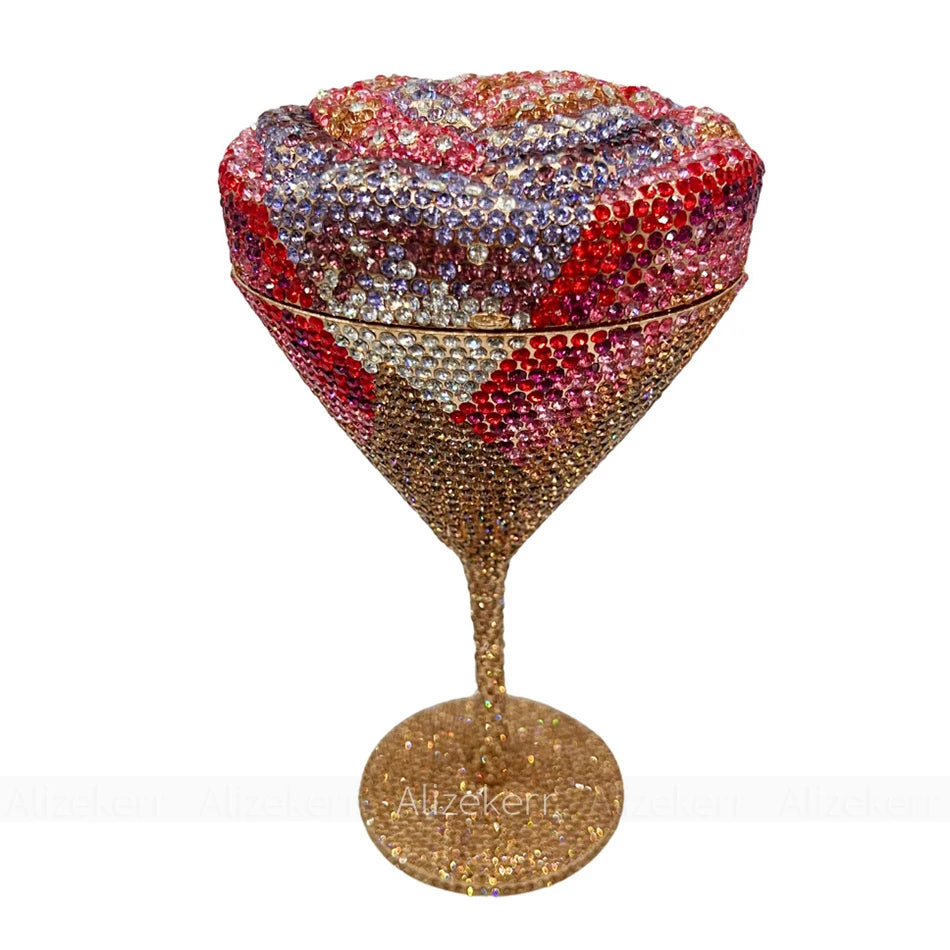 Alizekerr Goblet Rhinestone Evening Bags Women Gorgeous Boutique Unique Flower Crystal Clutch Purses And Handbags Wedding Party