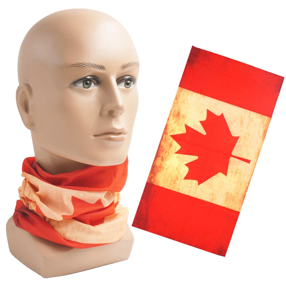 Canada/Mexico/Caribbean Countries Flags Bandana Neck Gaiter Seamless Outdoor Tube Face Scarf Windproof Headwear Unisex Headwrap