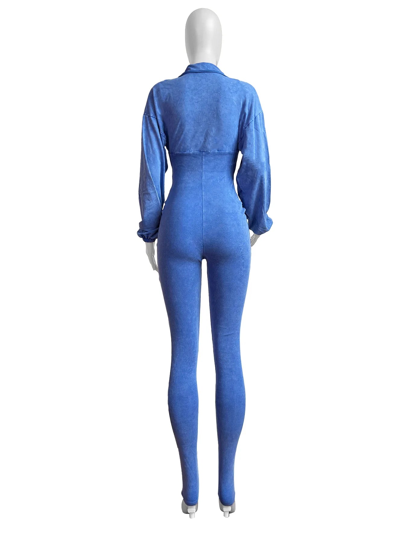 Women's Clothing 2025 Spring Summer New Fashion Bubble Sleeves Sexy Deep V Tight Waist Casual Long Sleeved Jumpsuit Pants