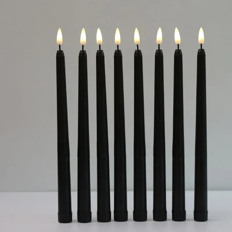 Black/White Led Candles with Flickering Flame,Battery Operated Flameless Halloween Grave Decor Votive Church Candles 1pc