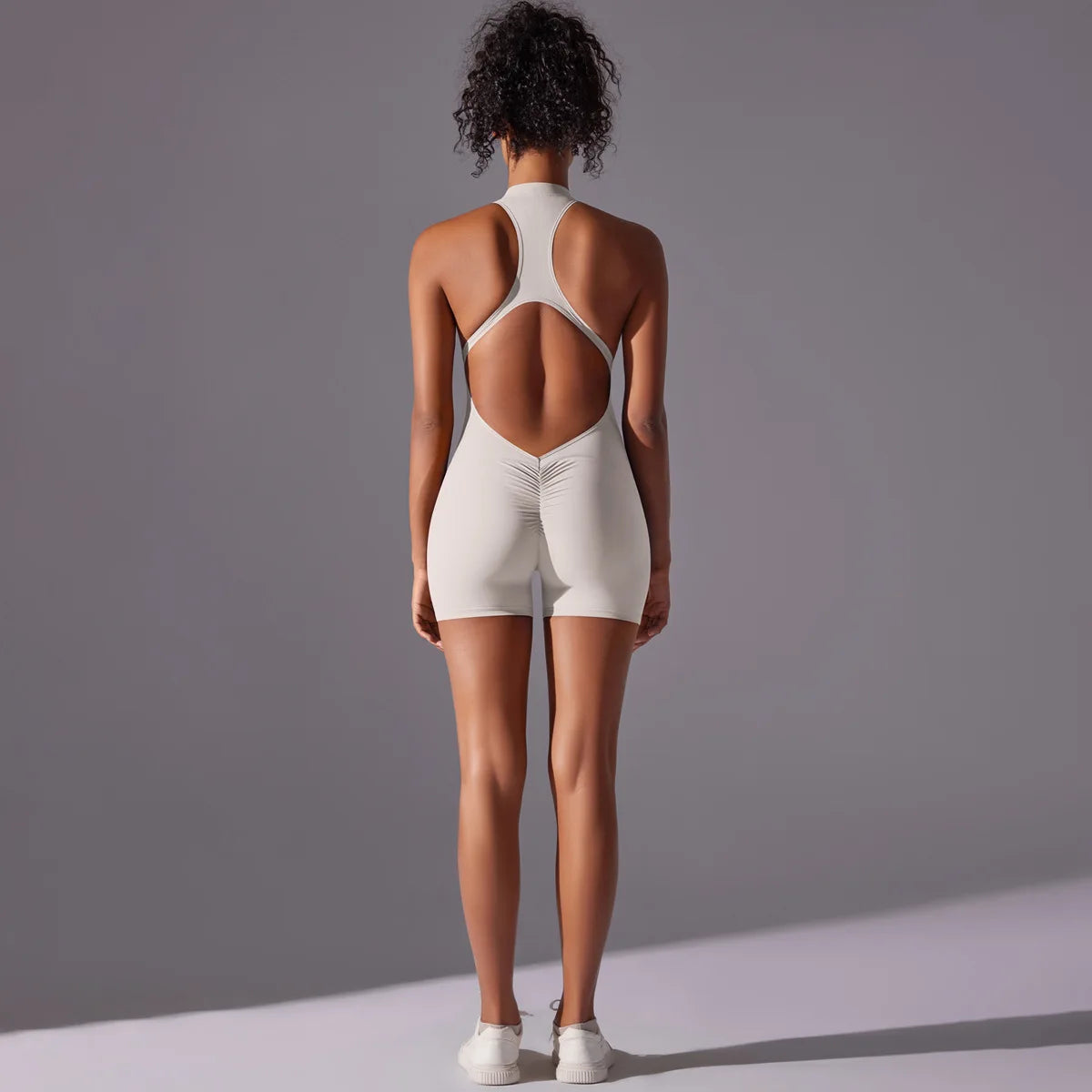 Customized LOGO High-intensity nude tight sports back onesie yoga running fitness clothes