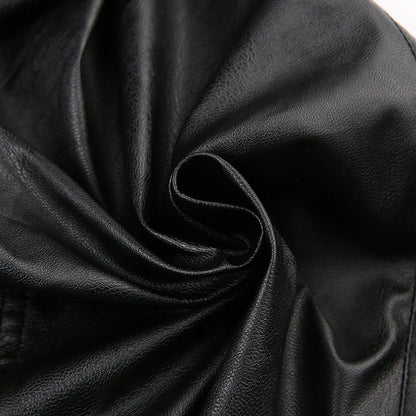 BIIKPIIK Fashion Streetwear Leather Jacket Punk Gothic Black Hooded Coat For Women Full Sleeve All-match Hot Outfit Club Vintage