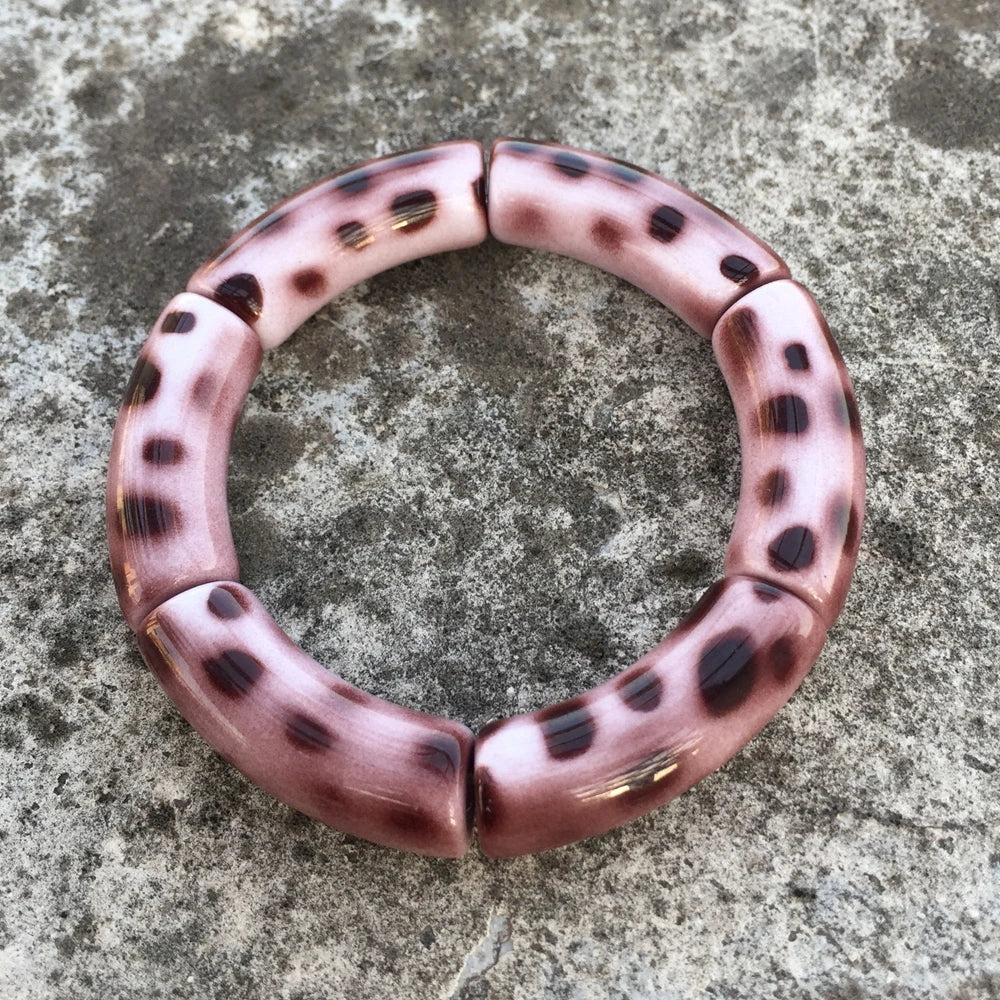 FishSheep Vintage Leopard Print Acrylic Stackable Bracelets Bangles for Women Resin Stretchy Bracelet 2023 Fashion Jewelry Gift