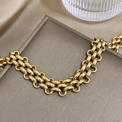 Trendy Stainless Steel Chunky Thick Chain Bracelet for Women Punk Statement Glossy Multilayer Link Bracelets Wristband Jewelry