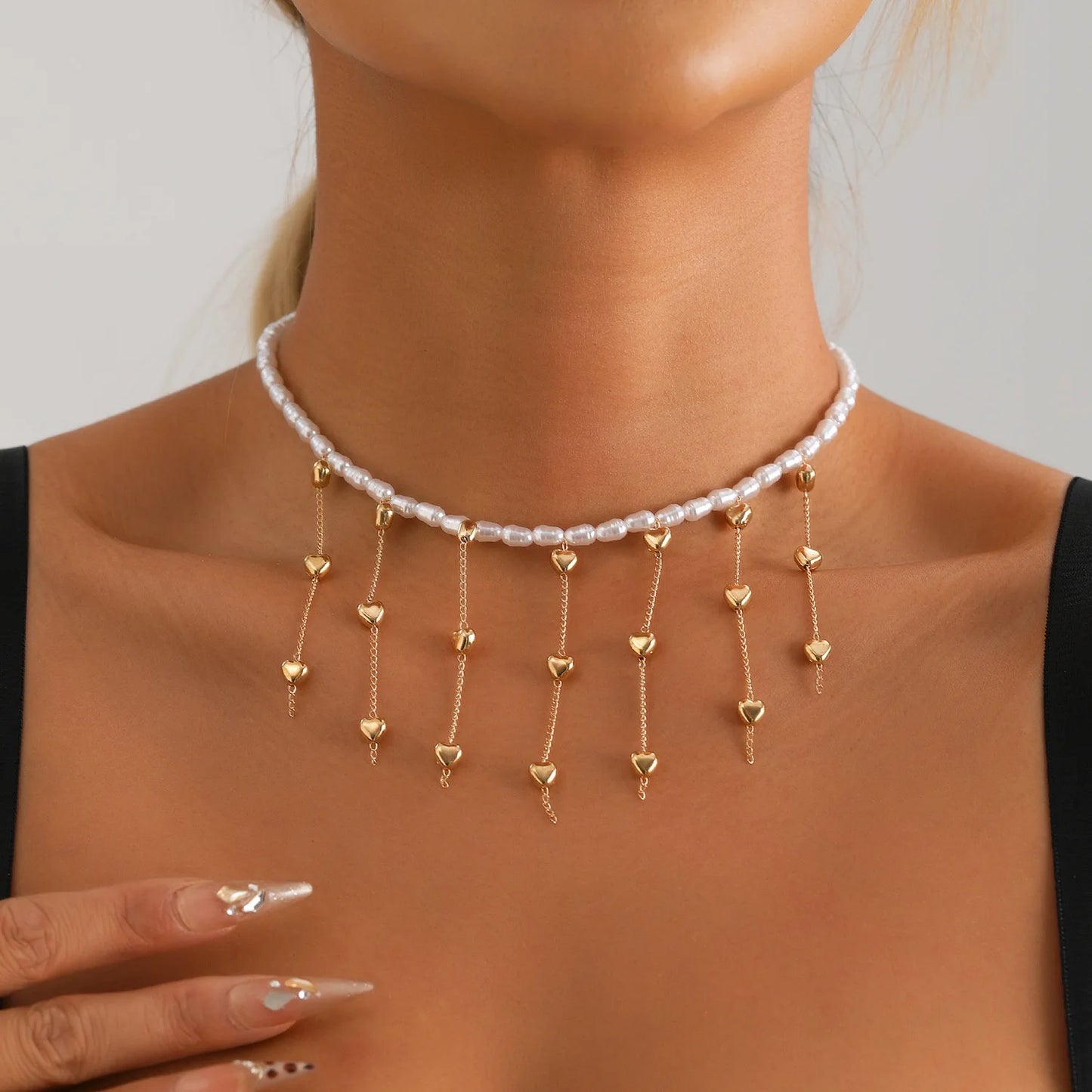 LATS Versatile Beaded Tassels Necklace Adjustable Length Neckchain for Party Wear Fashion Jewelry Accessories Gift