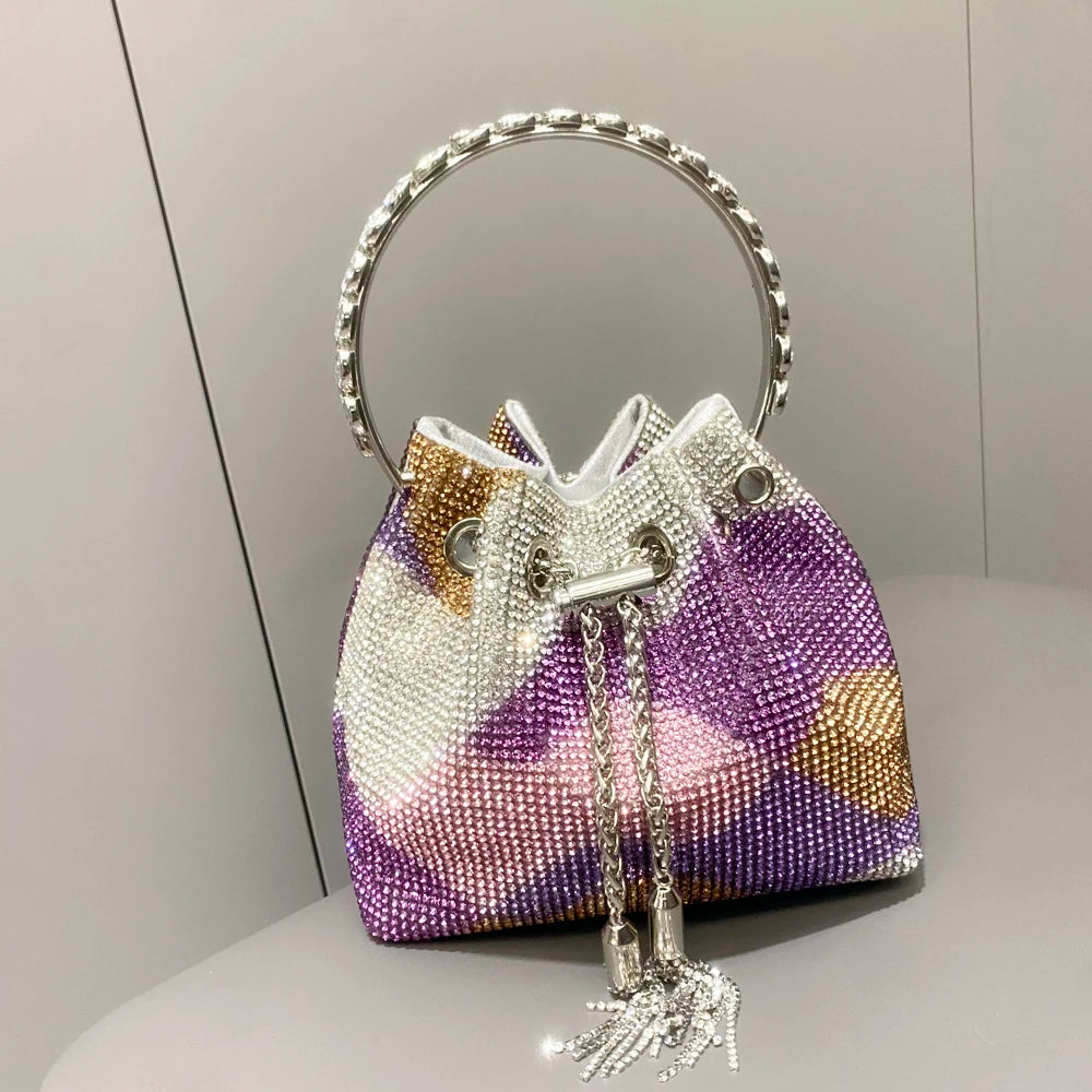 purses and handbags bags for women luxury Designer bucket clutch purse evening banquet bag Crystal rhinestone shoulder bags