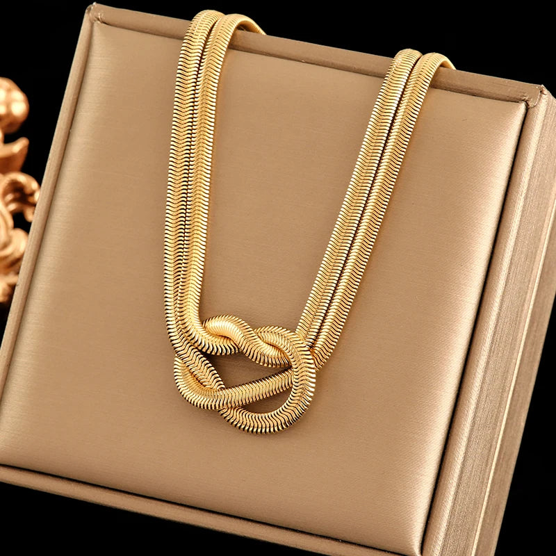 EILIECK 316L Stainless Steel Gold Silver Color Thick Chain Necklace For Women Fashion Cuban Neck Chain Waterproof Jewelry Gift