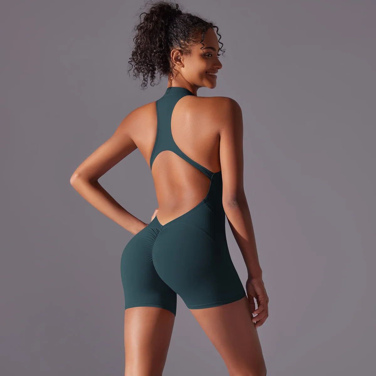Customized LOGO High-intensity nude tight sports back onesie yoga running fitness clothes