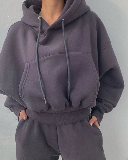 Casual New Fashion Hoodies Suit Women Winter Spring Solid Tracksuit Two Pieces Set Sports Pullover Sweatpants Sweatshirt Mujer
