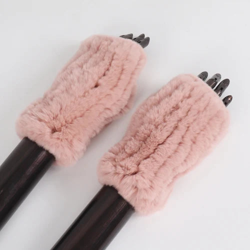 New Style Fashion 100% Genuine Rex Rabbit Fur Lady Gloves Women Winter Keep Warm Real Fur Glove Elastic Knit Outdoor Fur Mittens