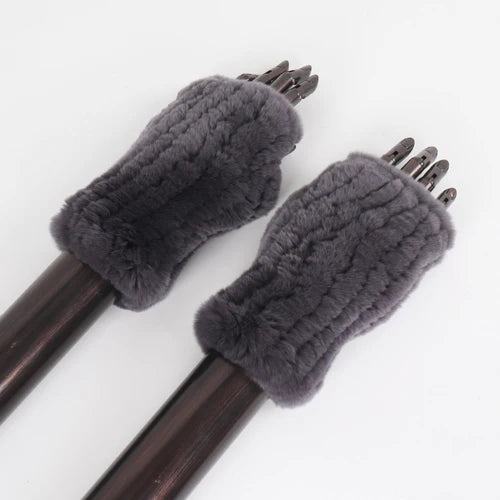 New Style Fashion 100% Genuine Rex Rabbit Fur Lady Gloves Women Winter Keep Warm Real Fur Glove Elastic Knit Outdoor Fur Mittens