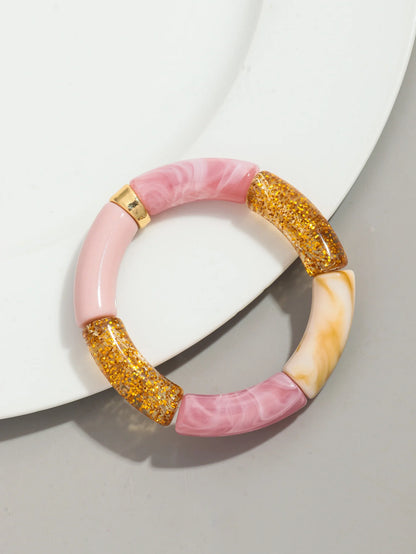 Bohomia New Acrylic Chunky Bamboo Stackable Bracelet for Women Boho Elastic Colorful Tube Beads Braceletes 2025 Fashion Jewelry
