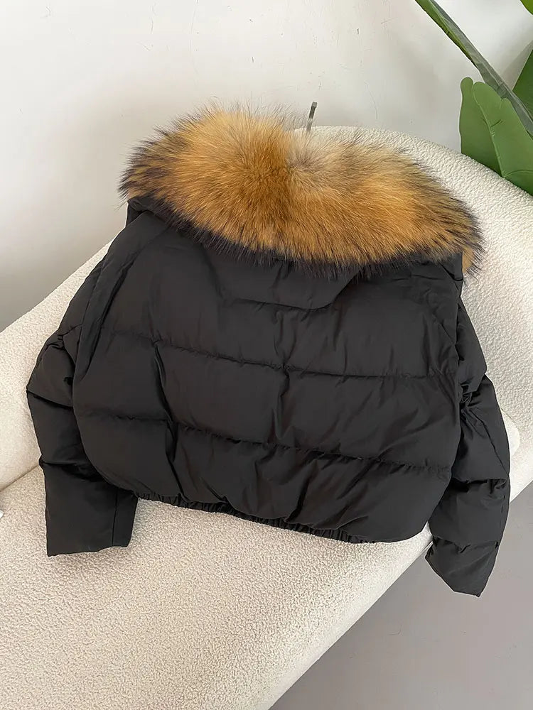 OFTBUY 2025 Big Natural Real Fox Fur Coat Women Autumn Winter Female 90% White Duck Down Jacket Feather Short  Coat Thick Warm
