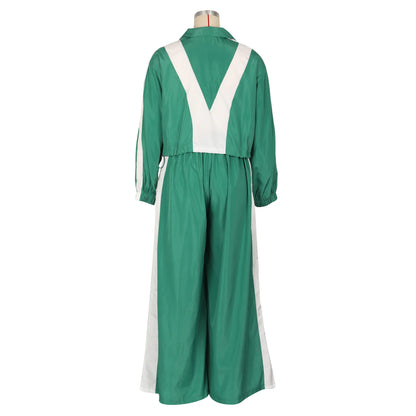 CM.YAYA Active Patchwork Women's Set Zipper Sweatshirt Jacket and Wide Leg Pants Suit 2025 INS Two 2 Piece Sets Outfit Tracksuit