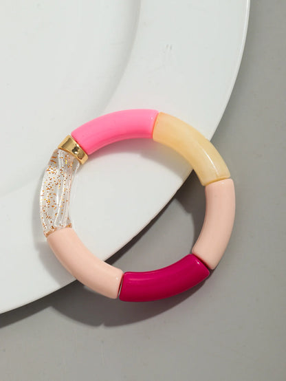 Bohomia New Acrylic Chunky Bamboo Stackable Bracelet for Women Boho Elastic Colorful Tube Beads Braceletes 2025 Fashion Jewelry