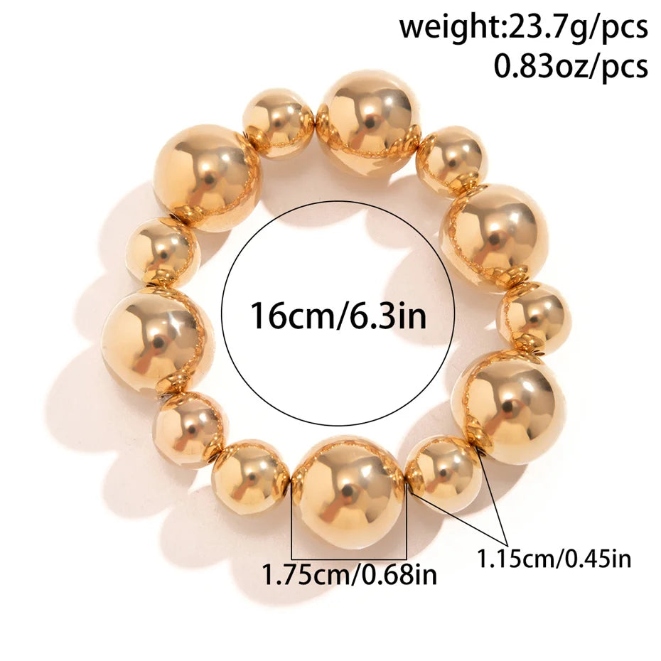 Ingemark Goth Vintage Big CCB Chain Bracelets Women Trendy Classic Elastic Strand Beads Charm Bangles Grunge Couple Hand Jewelry