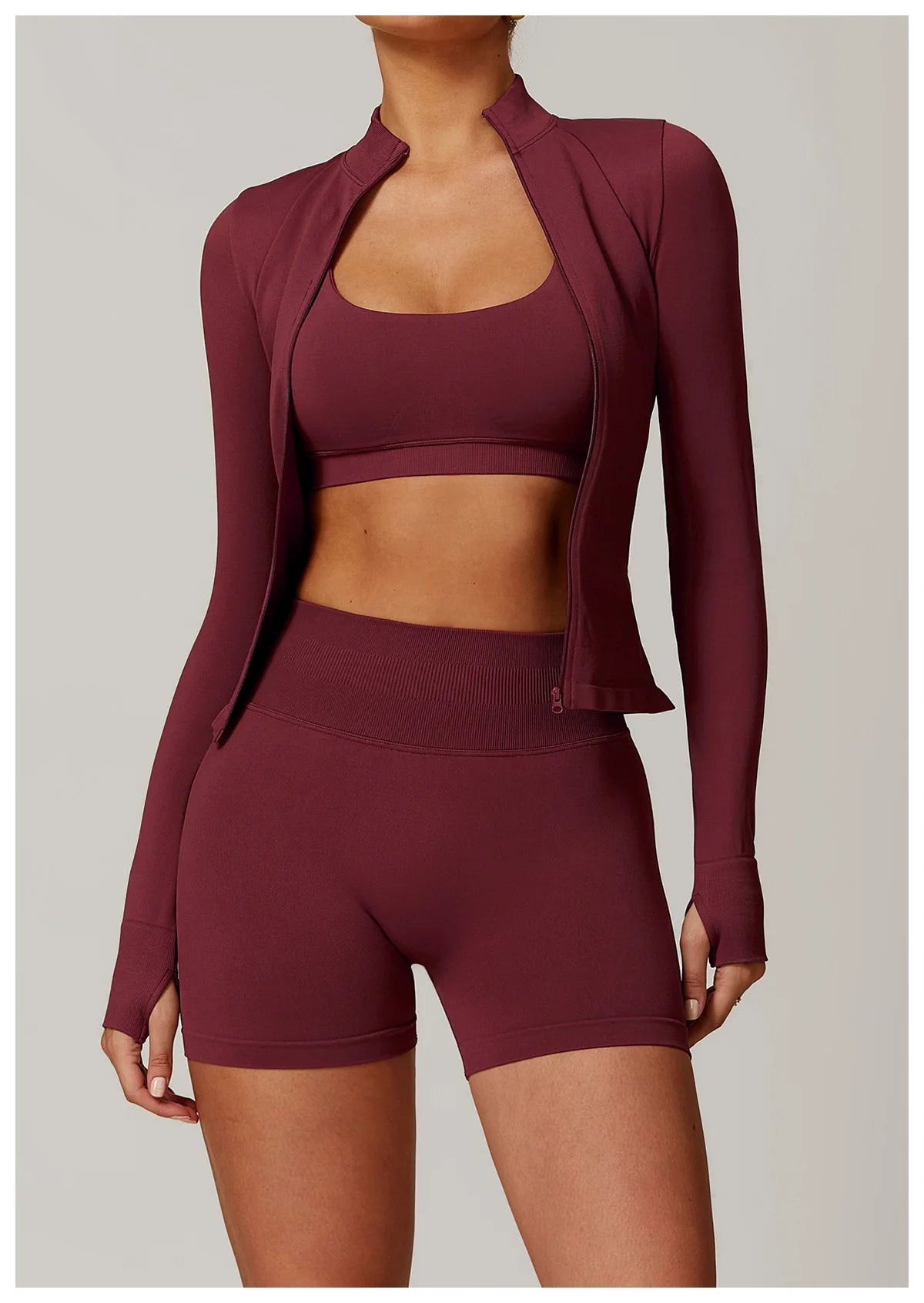 Customized LOGO women's seamless stand-up collar zipper yoga clothes jacket windproof slim top sports running jacket jacket