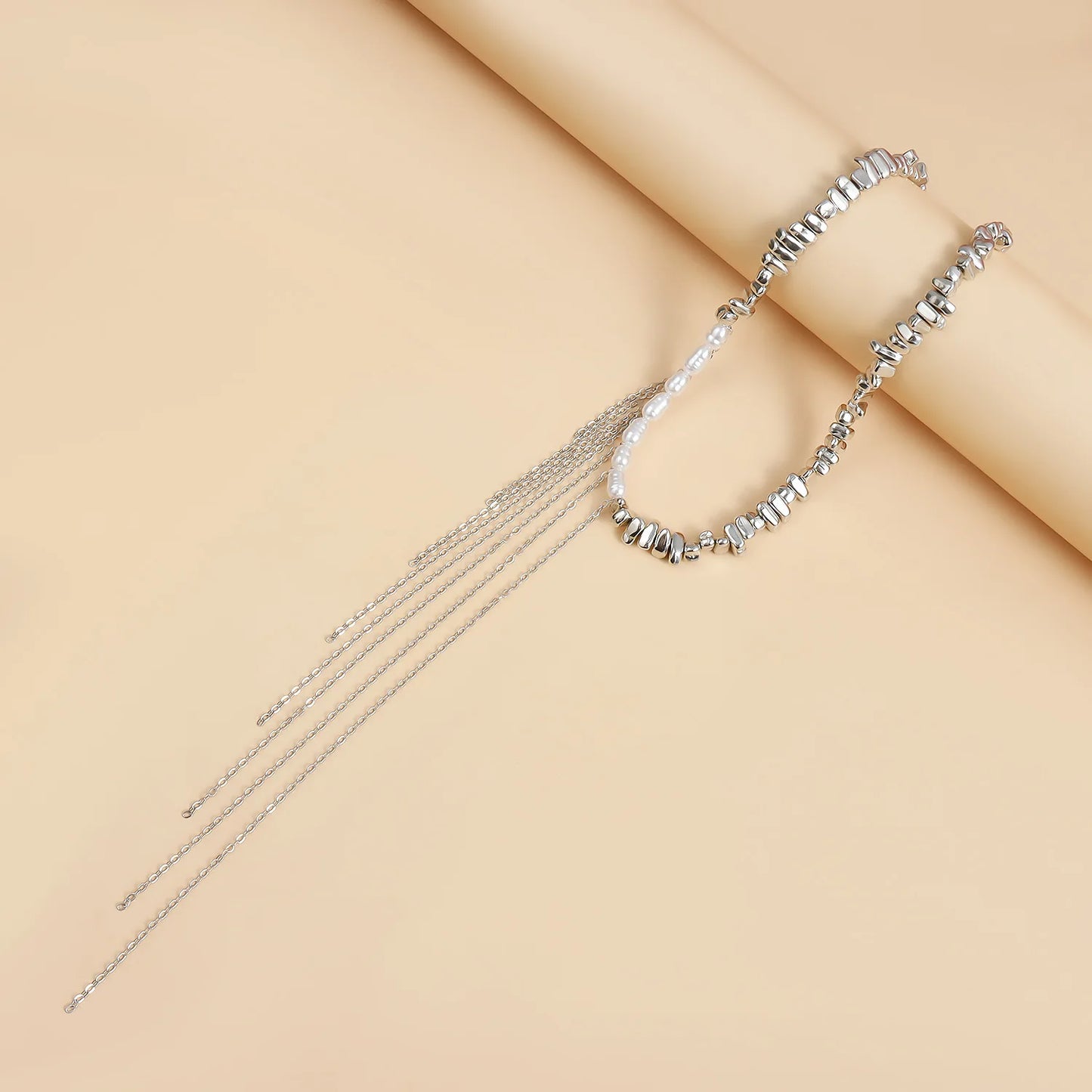 LATS Versatile Beaded Tassels Necklace Adjustable Length Neckchain for Party Wear Fashion Jewelry Accessories Gift