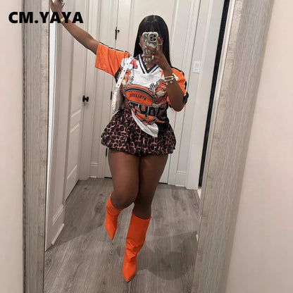 CMYAYA Autumn Bubble A-Line Basic Plaid Leopard High Waist Women's Bud Skirt Sweet Cute Sexy Casual 2024 Street Skirts Vacation
