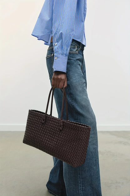 Luxury Handwoven Tote Bag- Elegant Women's Shoulder Purse, Spacious Multi-Functional Travel Bag for Daily Commute & Journeys