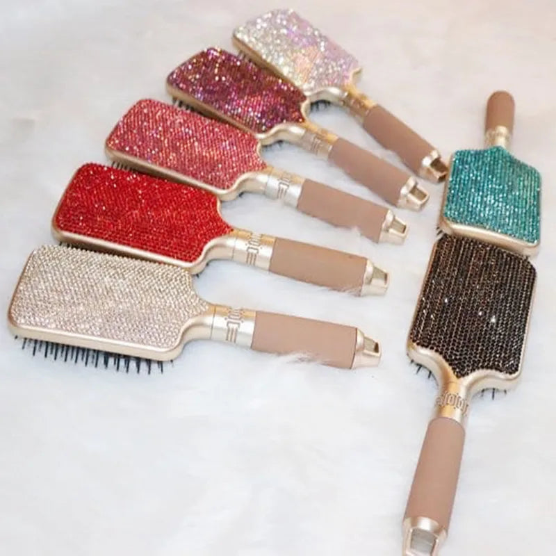 Luxury Bling Crystal Paddle Brush cepillo para cabello escova de cabelo brosse cheveux femme Hairdressing Styling Tools