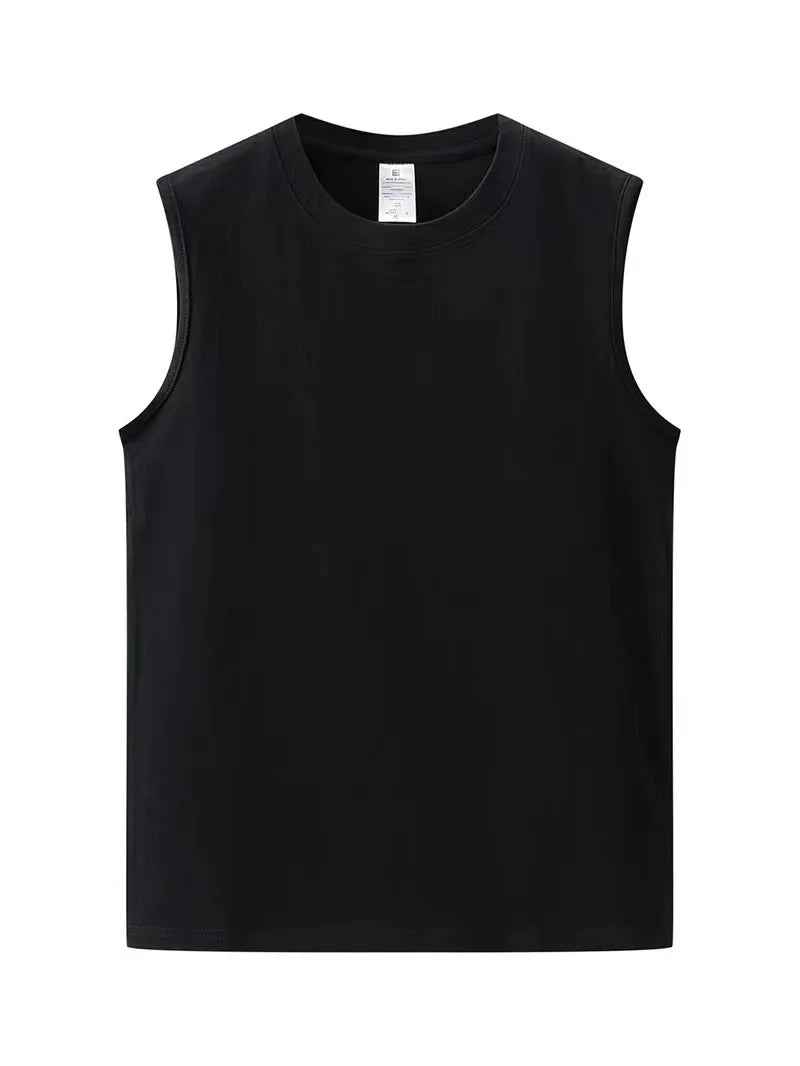 Custom LOGO Heavyweight Cotton Sleeveless T-shirt for Men and Women Summer Sports Tank Top Loose Sweatshirt for Men and Women
