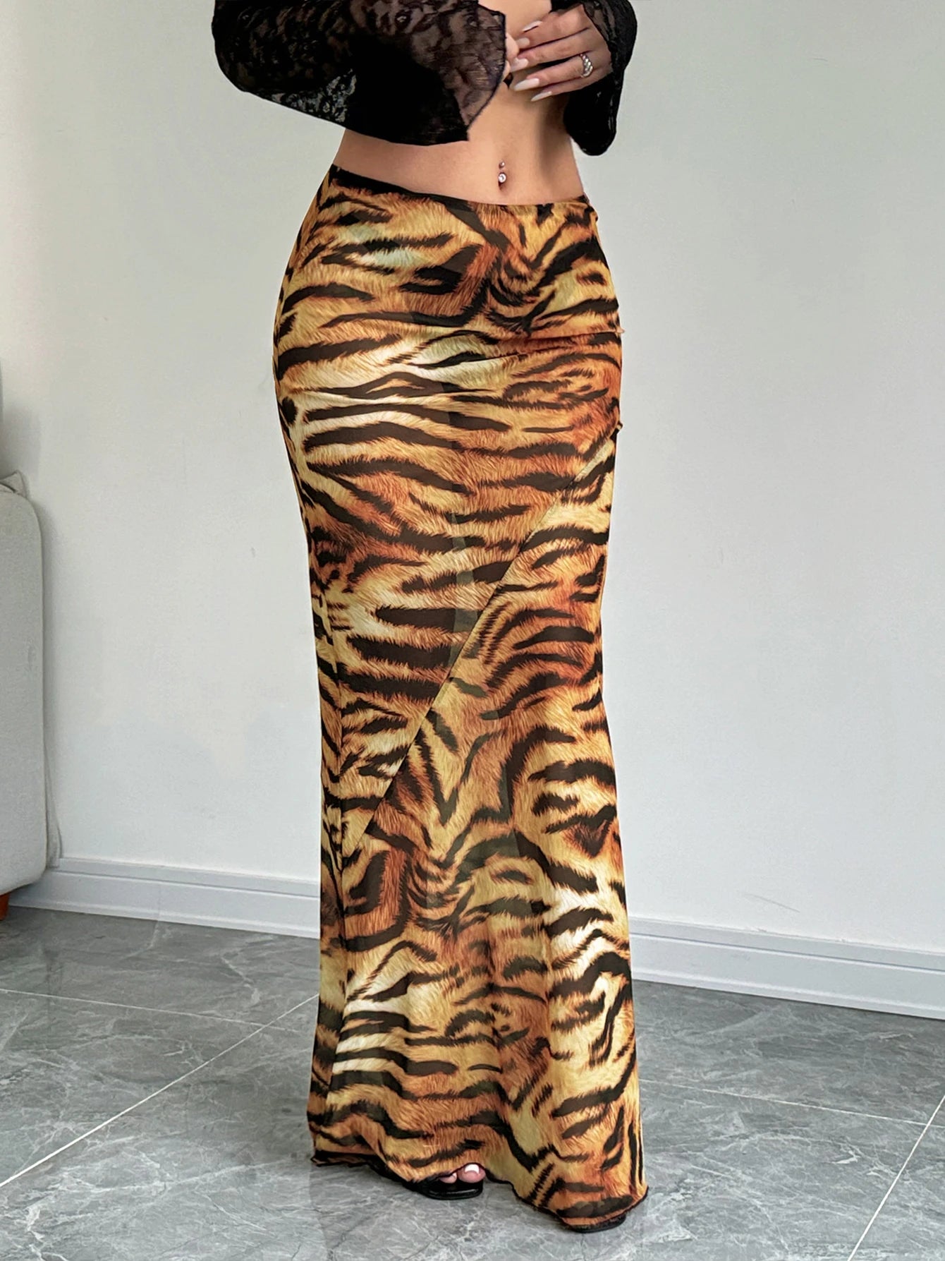 Dulzura Sexy Elegant Skirt Leopard Printed Maxi Women Skirts 2024 Lady Y2K Clothes Office Club Party Casual Streetwear Wholesale