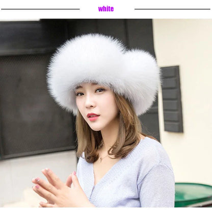 2025 100% Real Fox Fur Hats Women's Russian Ushanka Aviator Trapper Snow Skiing Hat Caps Earflap Winter Raccoon Fur Bomber Hat